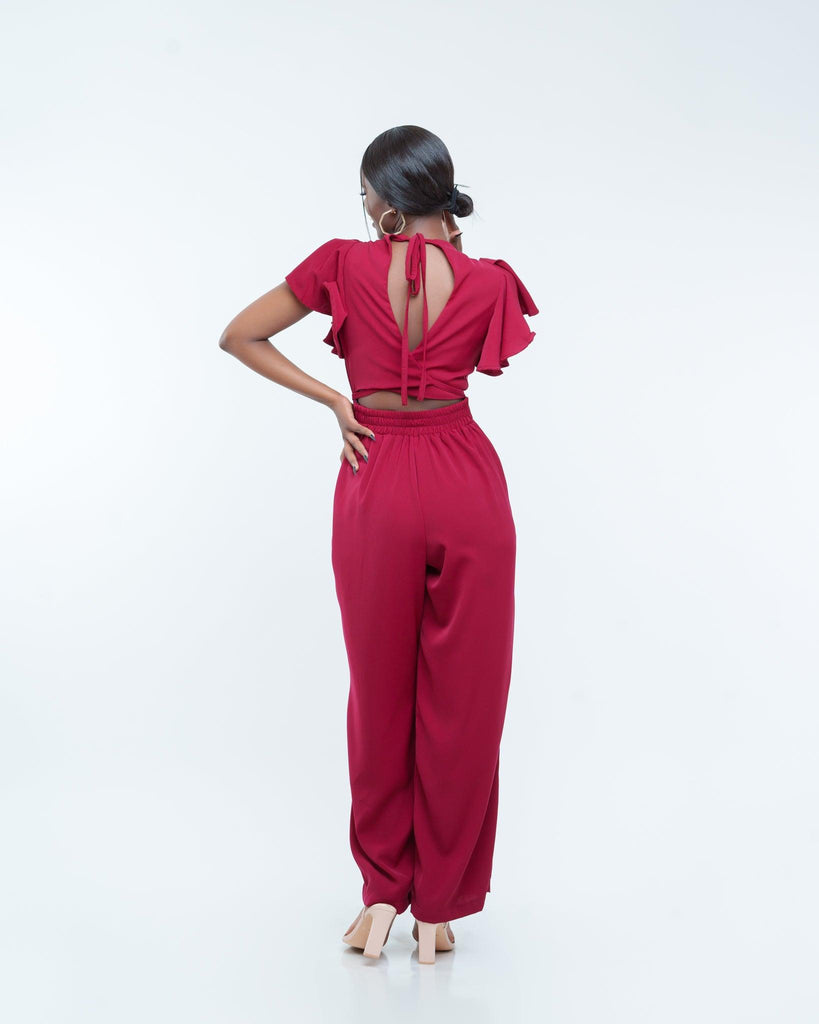 Allure Jumpsuit in Burgundy - Ikojn