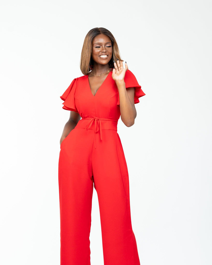 Allure Jumpsuit in Scarlet - Ikojn