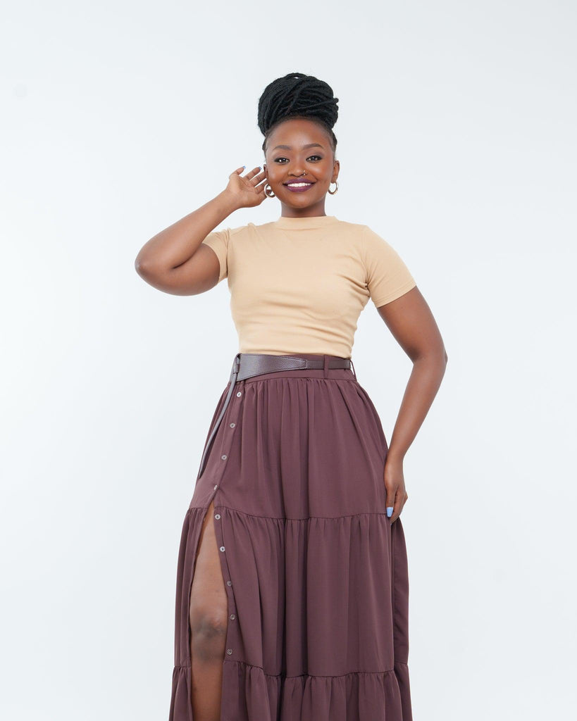 Athena Maxi Skirt in COCOA - Ikojn