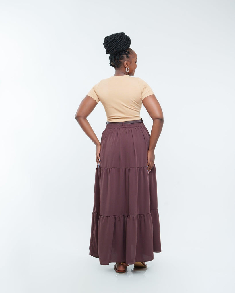 Athena Maxi Skirt in COCOA - Ikojn