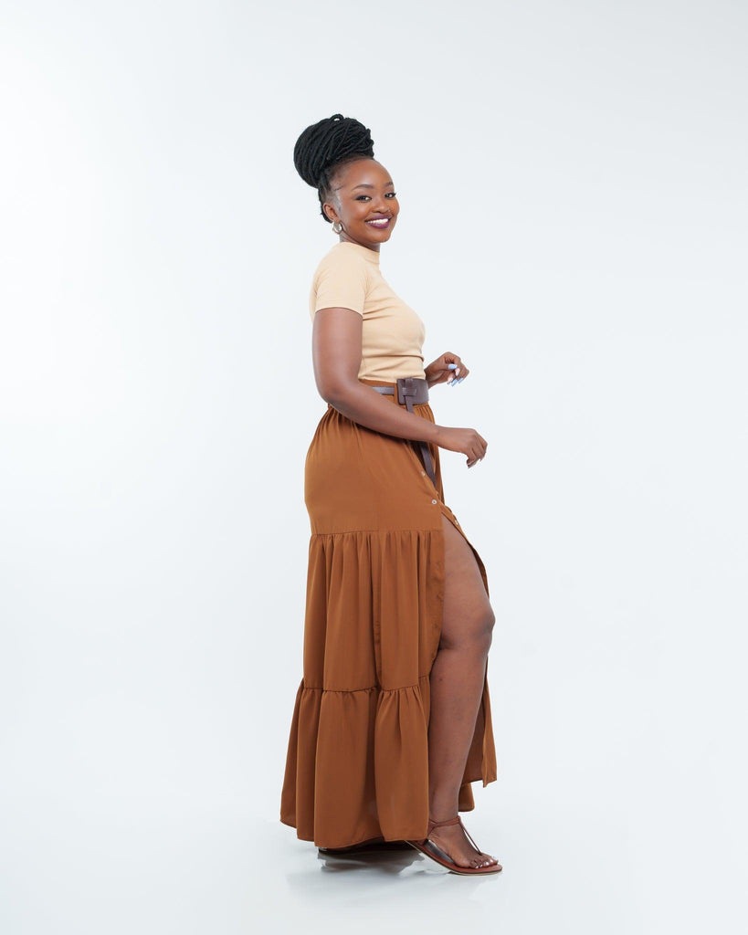 Athena Maxi Skirt in MOCHA - Ikojn