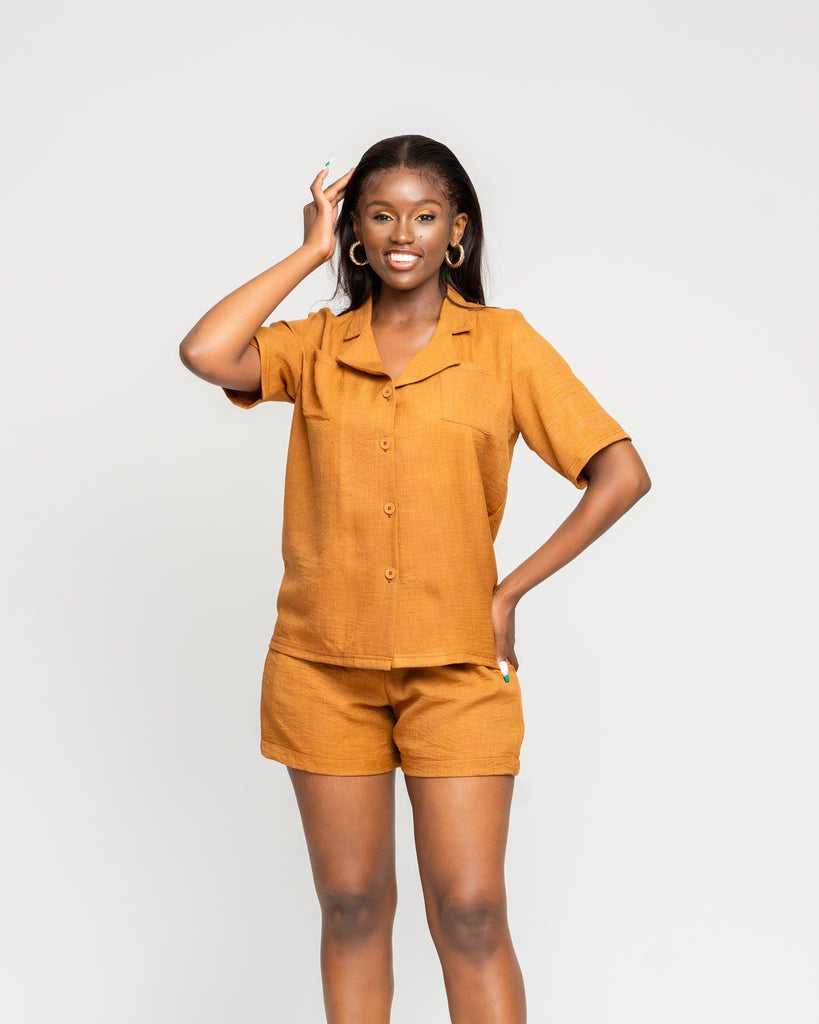 Dolce Bowling Shirt in OCHRE - Ikojn