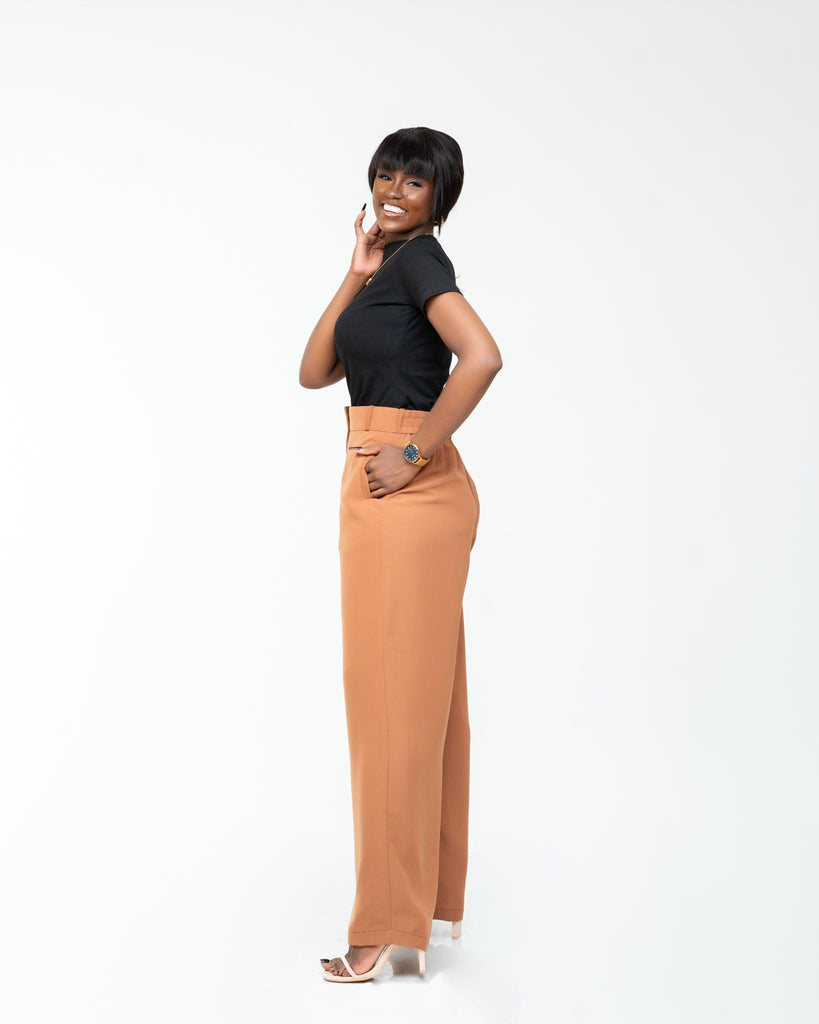 Fluid Wide Leg Pants in CARAMEL - Ikojn