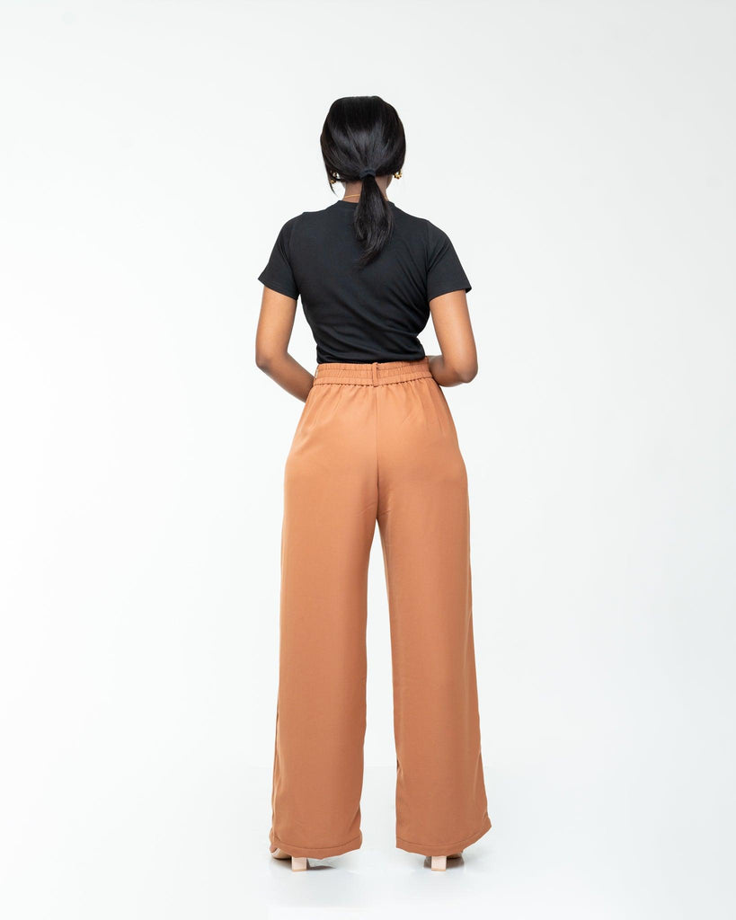 Fluid Wide Leg Pants in CARAMEL - Ikojn