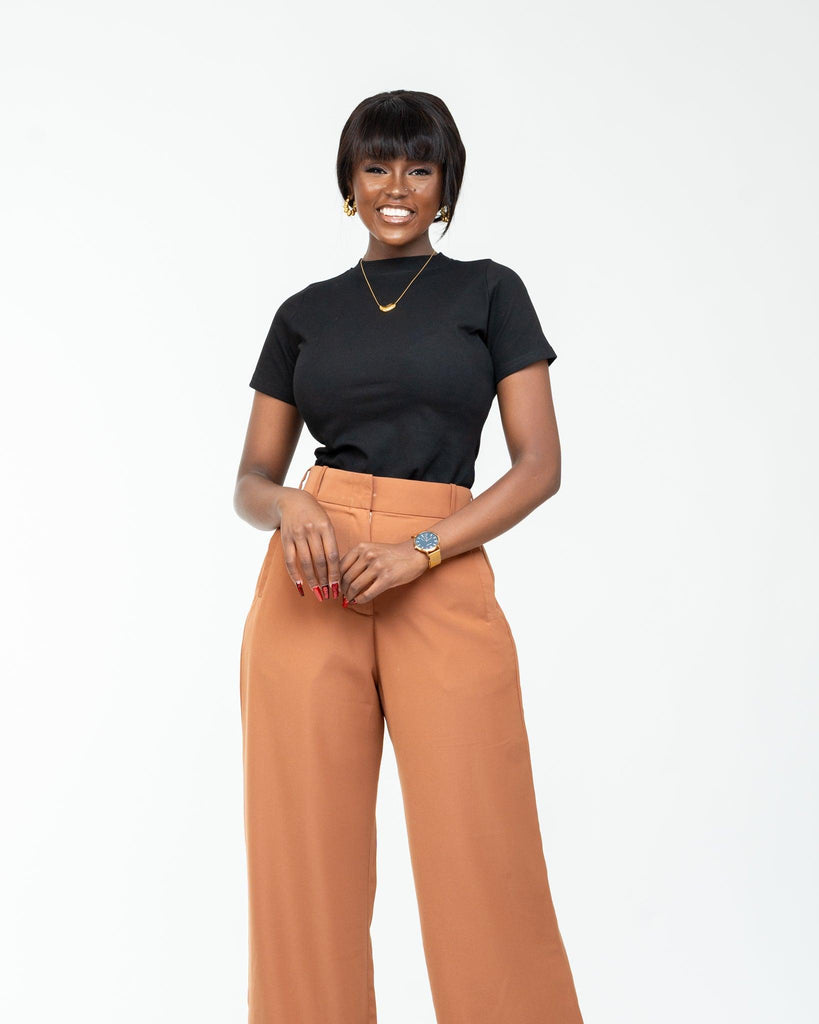 Fluid Wide Leg Pants in CARAMEL - Ikojn