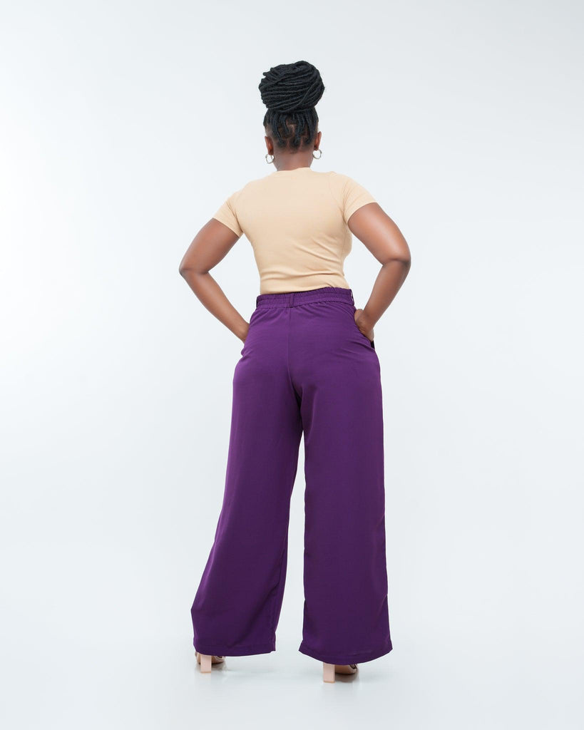 Fluid Wide Leg Pants in EGGPLANT - Ikojn