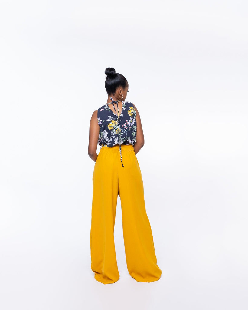 Fluid Wide Leg Pants in MUSTARD - Ikojn