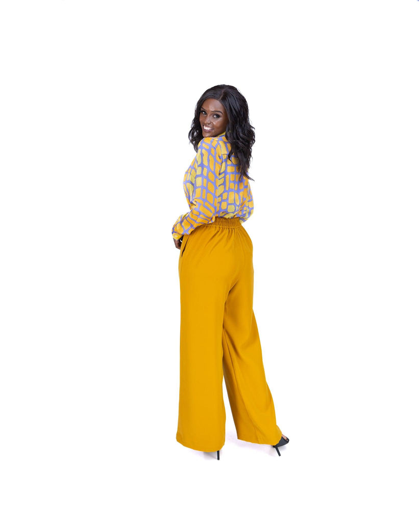 Fluid Wide Leg Pants in MUSTARD - Ikojn