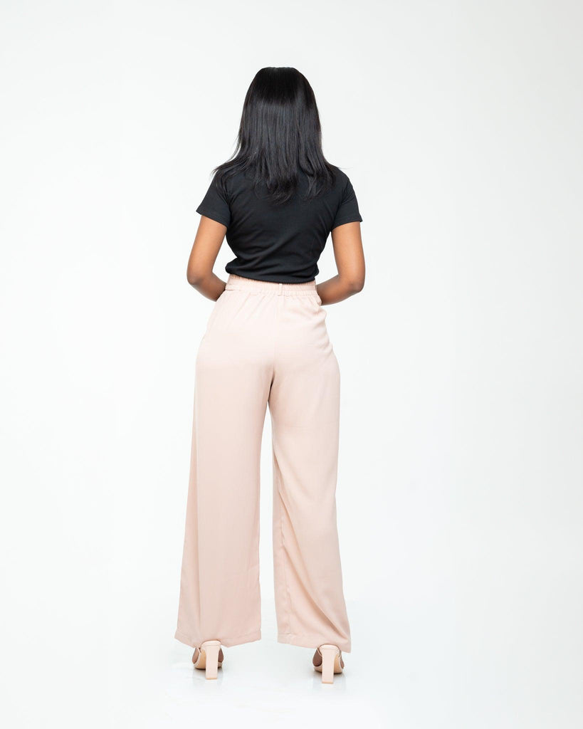 Fluid Wide Leg Pants in TAN - Ikojn