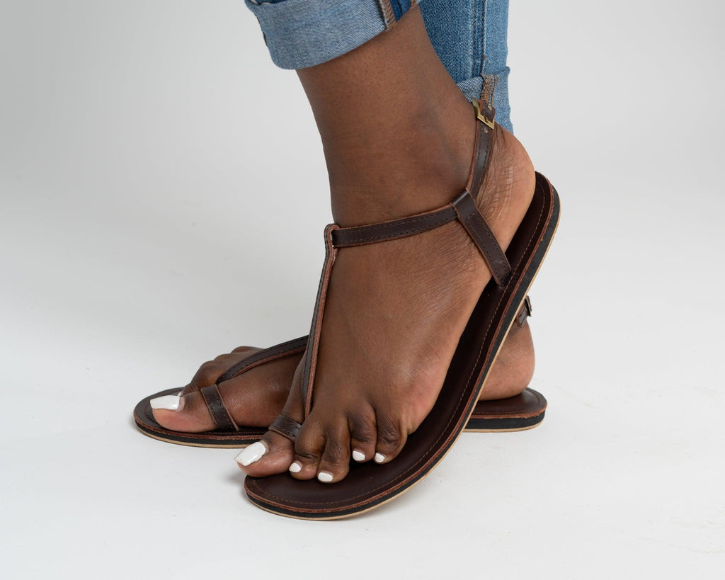 Nadi Sandals in DARK BROWN - Ikojn