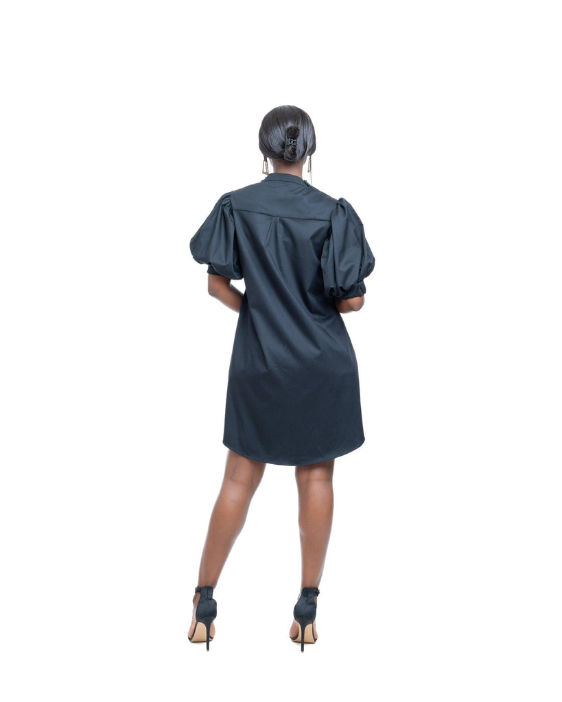Octavia Shirt Dress in BLACK - Ikojn